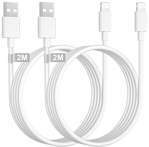 Cable iPhone 2M 2Pack, [MFi Certificado] Cablo iPhone Carga Rapida Cable Cargador iPhone cable USB A Lightning iPhone Charger cable para Apple iPhone 14/13/12/11/XR/XS/X/8/7/6/5/SE, iPad, AirPods