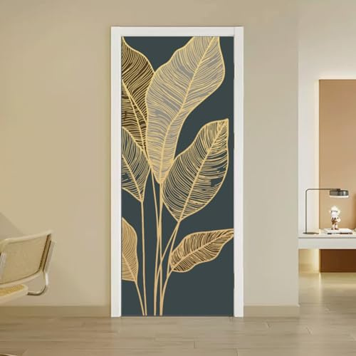 arricraft 2 hojas de calcomanías autoadhesivas para puerta, 80 x 200 cm, patrón de hojas, murales de puerta, PVC, extraíble, decoración para dormitorios y salas de estar
