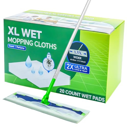 20 Count X-Large Wet Pad Refills for Swiffer Sweeper XL Mop