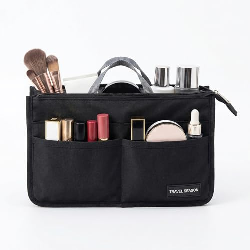 Aurafly Organizador Bolsos, Bag Organizer Insert Bolsillos con Cremallera, Interiores Almacenar Cosméticos para Bolsos de Mano, Bolsa de Viaje & Tote Bag
