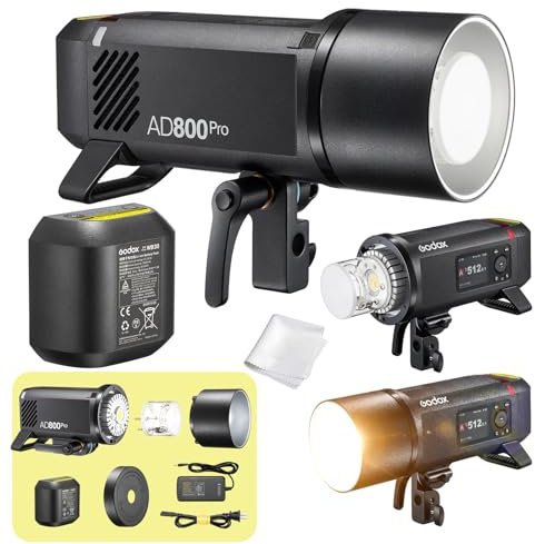 Godox AD800Pro utomhusblixt 800 Ws, TTL 2,4 GHz, HSS 1/8000 s, Freeze-läge, upp till 300 blixtar, 40 W Bi-Color LED, Bowens-fäste, batteridriven studioblixt