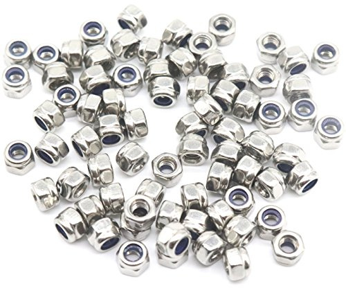 BinifiMux 100Pcs M3 x 0.5mm Lock Nuts - 304 Stainless Steel Self-Lock Nylon Inserted 3mm Nylock Nuts for RC Model, 3D Printer