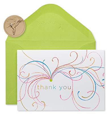 Papyrus Thank You Cards with Envelopes, Swirl Glitter (14-Count), 5106675