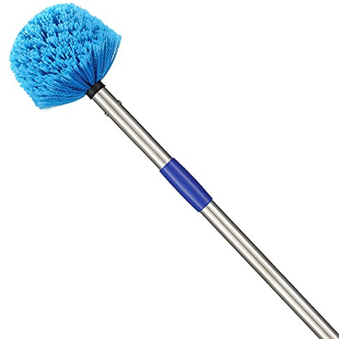 Cobweb Duster with Extension Pole, 8 FT Long Duster for High Ceilings, Walls, Medium Stiff Bristles Cobweb Brush with Lightweight Stainless Steel Pole for Outdoor Indoor Cleaning