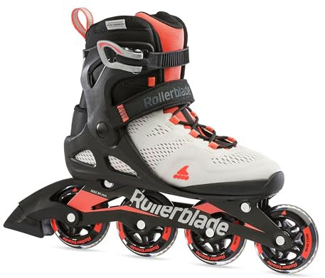 Rollerblade MACROBLADE 80 W, Damen Inline Skates, Inliner für Einsteiger & Gelegenheits Skater, Gletscher Grau/Koralle, Gr. 40