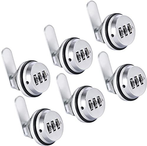 6 Pieces Security Combination Cam Locks Silver Coded Cabinet Lock Metal Security Locks Bright Chrome Zinc Alloy Password Lock for Cabinet Deposit Box