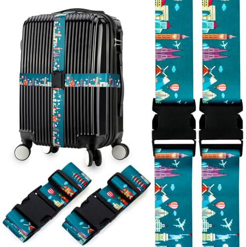 Gutsdoor 2 Stück Kofferbänder rutschfeste Koffergurte, Gepäckband Sicher Reisen, Besonders Auffällig Koffergurt Koffer Zubehör 1.96 in W x 6.23 ft L (2 Pack)
