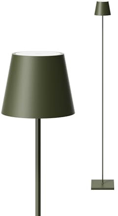 SIGOR Nuindie Stehleuchte - Dimmbare LED Akku-Stehlampe Indoor & Outdoor, IP54 spritzwassergeschützt, Höhe 120 cm, aufladbar mit Easy Connect, 12 h Leuchtdauer, tannengrün