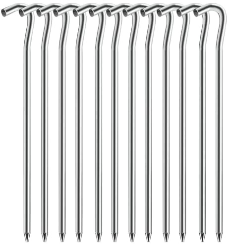 Tent Pegs Metal Heavy Duty, 5.9mm x 7 inch Aluminum Alloy Camping Pegs-12PK