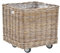 Korb-Outlet Großer Pflanzkorb Rattan grau XXL Pflanzkübel Blumentopf mit Rollen Rollkorb Rattankorb (Grau Natur, Eckig klein)