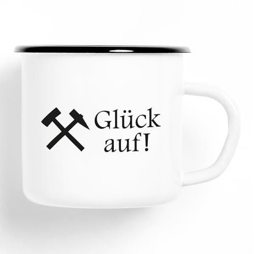 Huuraa Emaille Tasse Glück auf! Ruhrpott Geschenk 300ml Vintage Glück auf! Geschenkidee