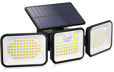 OUSFOT Lampe Solaire Exterieur, 180 LED Lumiere Solaire Exterieur Détecteur de Mouvement, 3 Modes Projecteur LED Angle d'éclairage 270 ° IP65 Étanche éclairage mural d'extérieur