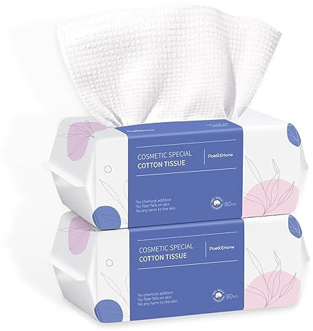 PoeticEHome Toalla facial desechable – Toallitas secas de limpieza facial de tejido de algodón extra gruesas – Paños biodegradables para quitar maquillaje y limpieza de superficies, paquete de 2
