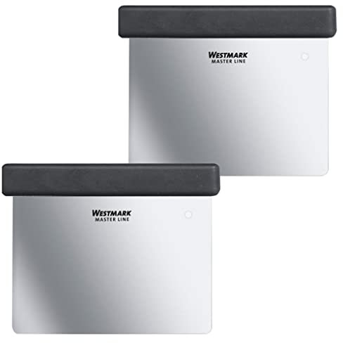 Westmark 2 Profi-Teigschaber/Spachtel, mit Griff, flexible Klinge, Klingenmaß: 8 x 12 cm, Rostfreier Edelstahl/Kunststoff, Master Line, Schwarz/Silber, 308022E3