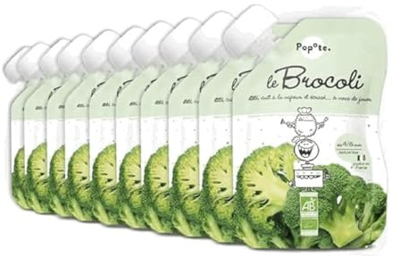 POPOTE - Purée Brocoli Bio - Dès 4/6 Mois - Gourde Individuelle 120 g - Recette Lisse, Équilibrée - Première Découverte des Légumes - Format Pratique à Emporter - Pack Familial 10 x 120 g