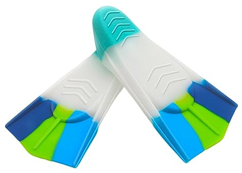 Luojuny Swimming Training Fins, Kids Flippers for Swimming with Storage Bag, Comfortable Silicone Kids Swim Fins, Snorkel Fins for Child Girls Boys Beginners Age 6-14 Blue L