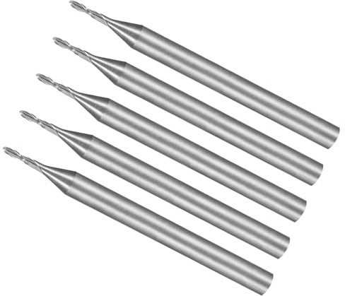 CoCud Spiral End Mills, 1/8 Shank 1mm x 4mm Solid Carbide 2-Flute CNC Router Bits Milling Cutters - (Applications: for Plywood Hardwood Plastic), 5-Pieces