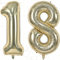 Palloncini a forma di numero 18, 101 cm, color oro champagne, autogonfiabili, grandi palloncini in Mylar a elio, per feste di compleanno, anniversari, decorazioni