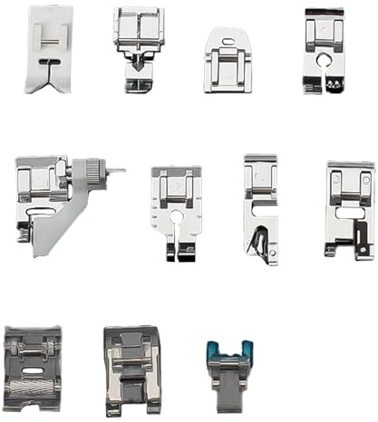 Piedini per Macchina da Cucire - 11 Pezzi Kit Completo con Premistoffa Universale per Orlo Arrotolato, Cuciture a Giorno e Trapunta | Compatibile con Macchine Domestiche Multifunzionali
