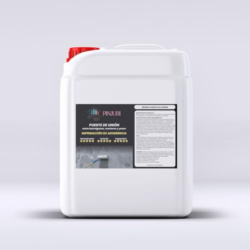 PINJUBI Resina puente de unión, adhesivo al agua, gran adherencia entre hormigones, morteros y yesos viejos con nuevos. Ideal para reparación de cornisas. Imprimación al agua. (5 L)