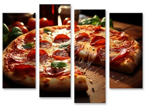 islandburner Cuadro sobre lienzo Deliciosa pizza con pimientos picantes y albahaca cuadros murales carteles