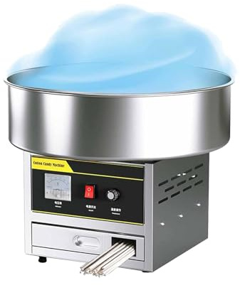 GEHPYYDS Máquina Profesional para Hacer algodón de azúcar, de Acero Inoxidable, de 1200 W, con Bandeja de Acero Inoxidable, para Preparar deliciosos malvaviscos. Silver