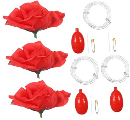 ERINGOGO 3pcs Realistic Spray Rose Pins with Hidden Water Squirting Prank Function for Party Tricks Halloween for Year Celebrations and Fun Pranks