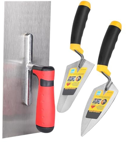 Llana De Albañilería,3 Piezas Herramientas De Cemento Con Mango De Agarre Suave | Utensilios De Construcción | Para Reparación, Relleno, Colocación De Mortero, Estuco, Baldosa, Ladrillo, Suelo