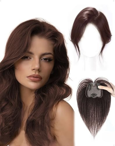 SanKristo 3D 360° Hair Toppers Pony Riga in mezzo Posticcio clip, extension naturali finte in frangia attaccapeli accessori traspiranti, uso quotidiano delle donne diradare i capelli, Marrone scuro