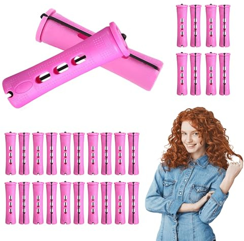 30PCS Perming Rods Medium Size Hair Curlers Rollers Purple Perming Curlers 0.75 Inch Hair Perm Kit Curling Rod Hairs Rollers Styling Tool Home Hairs Salon Flexi Rods