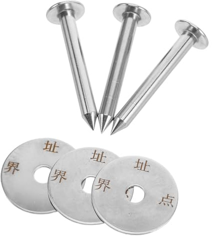 UTHCLO 3 Set Set da 3 Picchetti Metallici per Rilievi Topografici in Acciaio Inox 7 CM Disco, Chiodi di Terra a Basso Profilo per Marcatura Confini e Uso Professionale in Agricoltura e