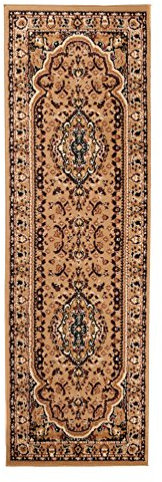 Carpeto Orientteppich Läufer Teppich Beige 70 x 200 cm Medaillon Muster Kurzflor Verona Kollektion