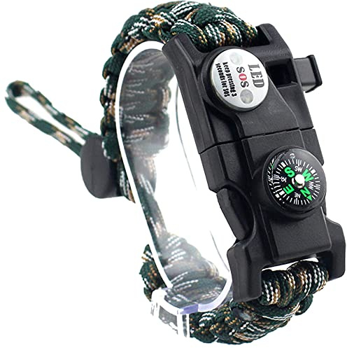 Daarcin Survival Paracord Bracelet,Fire Starter,Waterproof SOS Light, Compass, Whistle, Adjustable AK87 20 in,Stocking Stuffers,Outdoor Ultimate Tactical Survival Gear Set,Gift for Kids,Men