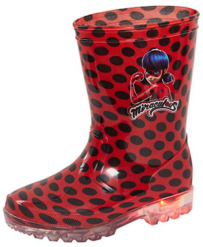 Bottes de pluie clignotantes Miraculous : Les Aventures de Ladybug et Chat Noir pour enfants - Rouge - noir/rouge, 28 EU