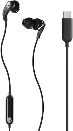 Skullcandy Set USB-C Auriculares In-Ear con Cable, Micrófono, Compatibles con Android y Portátiles- Negro