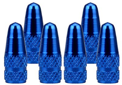 Senzeal 6pcs Presta Aluminum French Style Bicycle Air Tire Valve Caps Dust Covers Blue