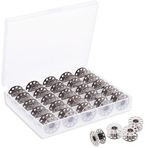 Spulen Nähmaschine 25 Stück Metall Spulen Metallspulen Reel für Nähmaschine unterfadenspule bobbins mit Aufbewahrungsbox Kompatibel nähmaschinen zubehör für Die meisten Nähmaschinen(2X2X1CM)