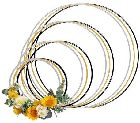 INNAL 10 Piezas Aros Metalicos Manualidades Bases para Coronas de Flores para Hacer Corona Anillo para Centro de Mesa para Decoración de Boda y Manualidades (20cm/ 15cm/ 10cm/ 5cm)