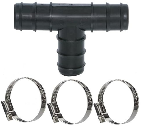 HAF® Raccord de tuyau en T de 38 mm avec 3 colliers de serrage en acier inoxydable pour la construction de piscines, d'étangs et de piscines et tous les systèmes d'irrigation - Qualité : fabriqué en
