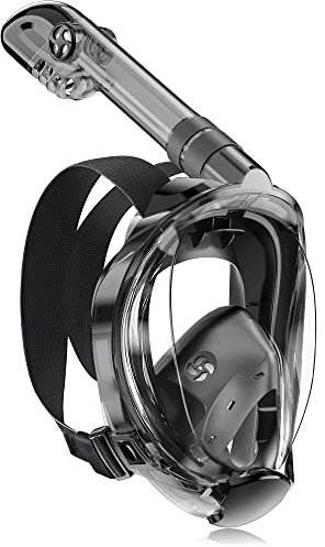 X99 Schnorchelmaske Vollmaske,180-Grad-Sicht Anti-Fog Tauchmaske mit Sportkameras Kompatible, Taucherbrille für Erwachsene