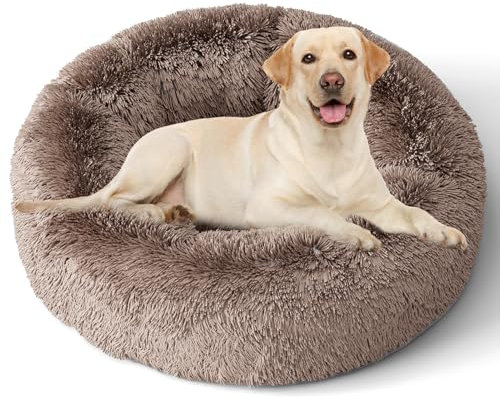 XKISS Hundebett Flauschig [mit Waschbarem Bezug] Original-[XL，100cm，‎Braun] Hundebett Fluffy,Flauschiges Hundebett für Große,Mittelgroße & Kleine Hunden, Hundebett Waschbar,Hundekörbchen