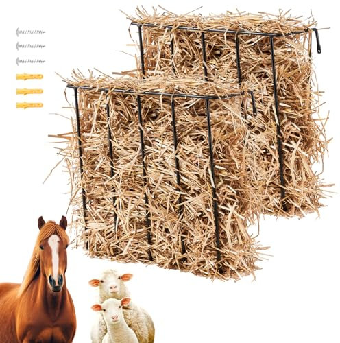 VEVOR Heuraufe Vieh, 650 x 200 x 585 mm, 2er-Set Hochleistungs-Futterraufe aus Stahl für Ziegen, Wandraufe Heuhalter für Pferde, Futtertrog für Schafzucht im Innen- & Außenbereich, Futterspender