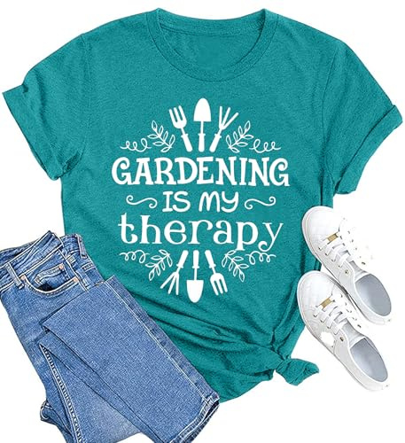 SUWATOIN Womens Garden Shirts Plant Lover T Shirt Gardening Graphic Tee Gardener Gift Tops Cyan