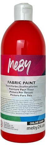 Stoffmalfarbe 500 ml – Textilfarbe für helle Stoffe, waschbeständig & bügel-fixierbar (Rot)