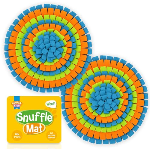 2pk Interactive Dog Snuffle Mat Seek for Dogs, Slow Feeder Dog Treat Mats, Fun Play for Mental Stimulation & Foraging Activity, Feeding Puppy Training Game for Boredom & Smell Training Reward