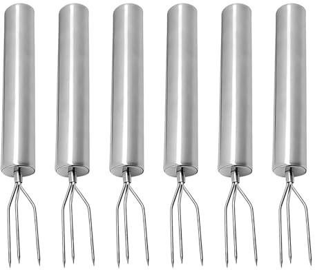 Set di 6 forchette per patate, forchette per patate, in acciaio inox, a spirale per patate e pannocchie di mais, forchetta per apicoltori e posate per insalata, lunghezza 15 cm, con manico da 6 cm