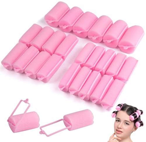 24 Piezas Rulos para El Pelo de Esponja, 25/30/40 mm Rizadores Esponja de
