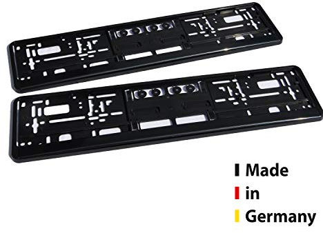 Kennzeichenhalter Auto Schwarz, Nummernschildverstärker Kennzeichenrahmen 2er Set - Made in Germany