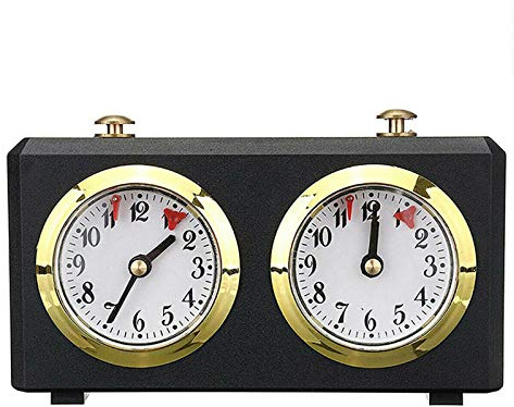 Brawdress Reloj de ajedrez analógico profesional, temporizador mecánico para ajedrez chino, internacional e I-GO, sin necesidad de batería, mecanismo de bobinado, 1 jugador, edad 8+