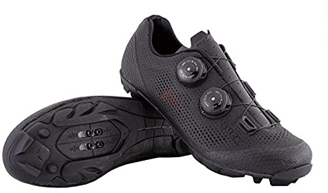 LUCK Poseidon | Zapatillas MTB para Hombre y Mujer | Suela de Carbono | Doble Cierre Rotativo | Zapatillas para Bicicleta de Montaña (42, Negro)